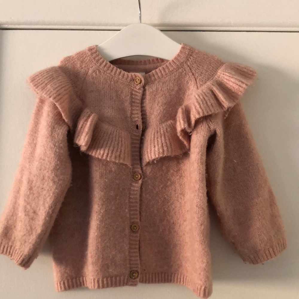 HM Baby Girl Flounce-trimmed knitted cardigan